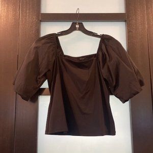 Ann Taylor square neck puff sleeve Black top- size M